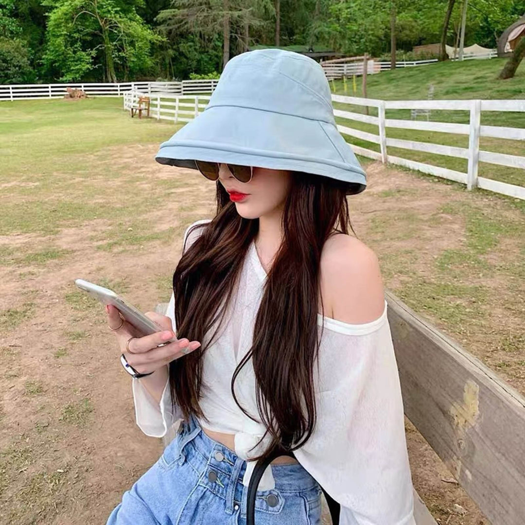 Sun Hat Breathable All-match One Size Women Sun Protection Fisherman Beach Hat for Daily Wear Image 9