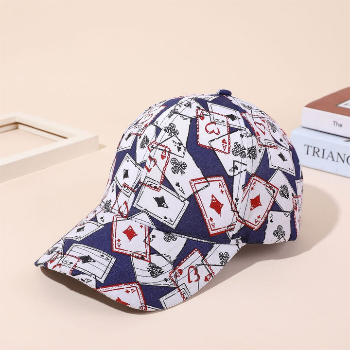 Baseball Cap Hard Brim Hip Hop Style Ponytail Hole Poker Print Extended Brim Women Hat Female Headwear Image 3