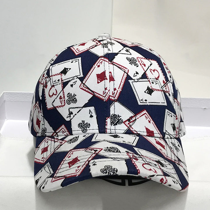 Baseball Cap Hard Brim Hip Hop Style Ponytail Hole Poker Print Extended Brim Women Hat Female Headwear Image 4