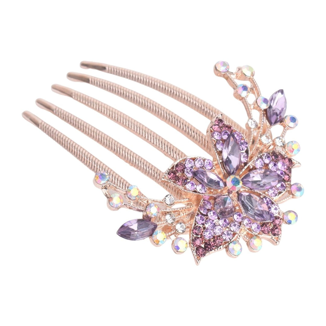 Hair Comb Long Lasting High-end Shiny Rhinestone Five Teeth Hair Barrette Hair Styling Accessories Image 1