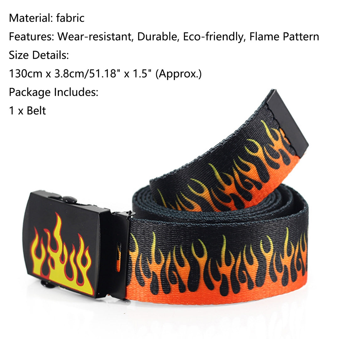 Waist Belt Exquisite Pattern Wear Resistant Cloth Men Flame Print Belt Waistband Ornament Birthday Gift Image 9