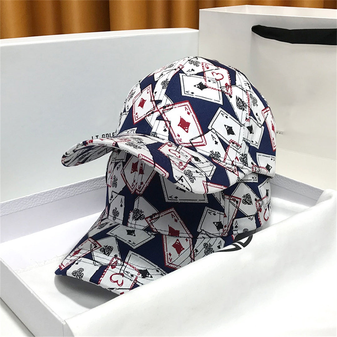 Baseball Cap Hard Brim Hip Hop Style Ponytail Hole Poker Print Extended Brim Women Hat Female Headwear Image 9