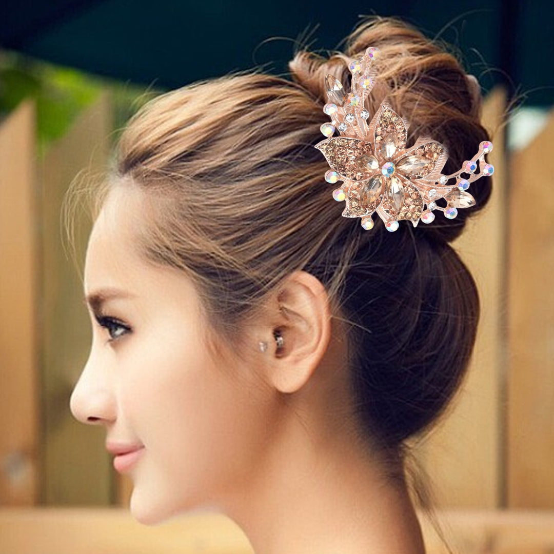 Hair Comb Long Lasting High-end Shiny Rhinestone Five Teeth Hair Barrette Hair Styling Accessories Image 8