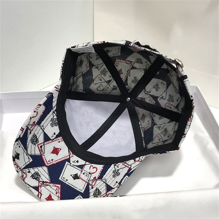 Baseball Cap Hard Brim Hip Hop Style Ponytail Hole Poker Print Extended Brim Women Hat Female Headwear Image 11