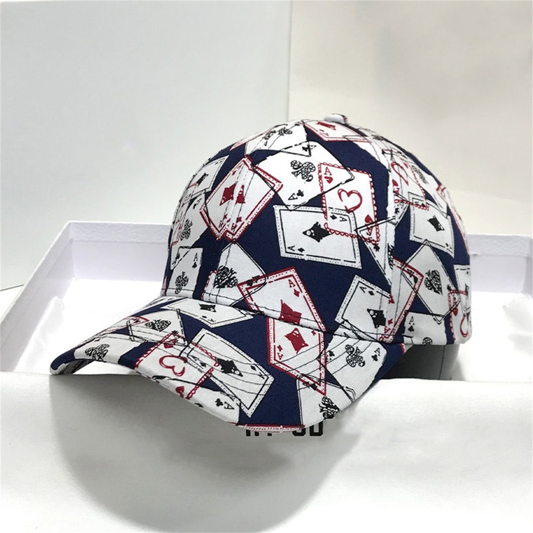 Baseball Cap Hard Brim Hip Hop Style Ponytail Hole Poker Print Extended Brim Women Hat Female Headwear Image 12