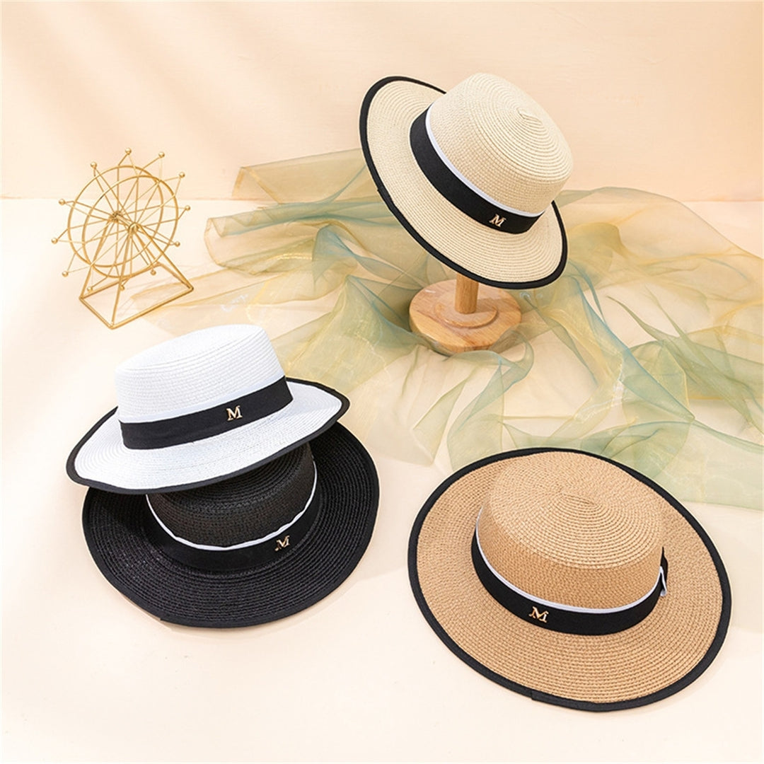 Beach Hat Large Brim UV-proof Flat Top Fashion Summer Women Visor Cap for Outdoor Image 1