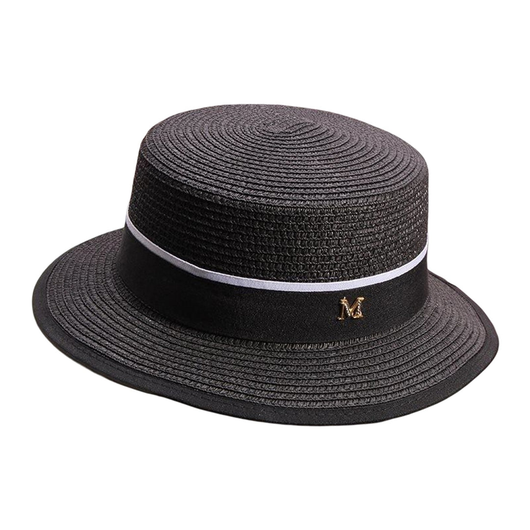 Beach Hat Large Brim UV-proof Flat Top Fashion Summer Women Visor Cap for Outdoor Image 2