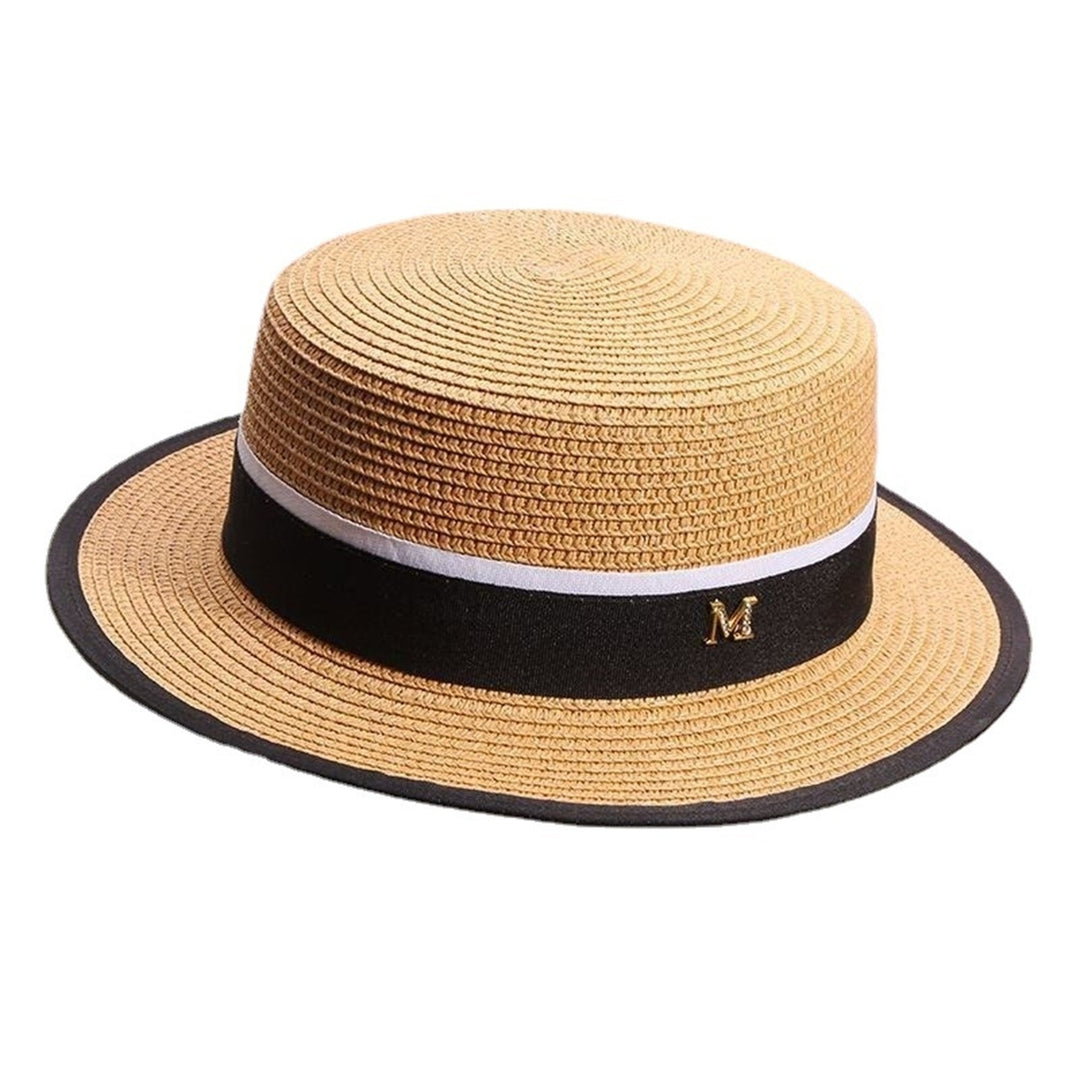 Beach Hat Large Brim UV-proof Flat Top Fashion Summer Women Visor Cap for Outdoor Image 4