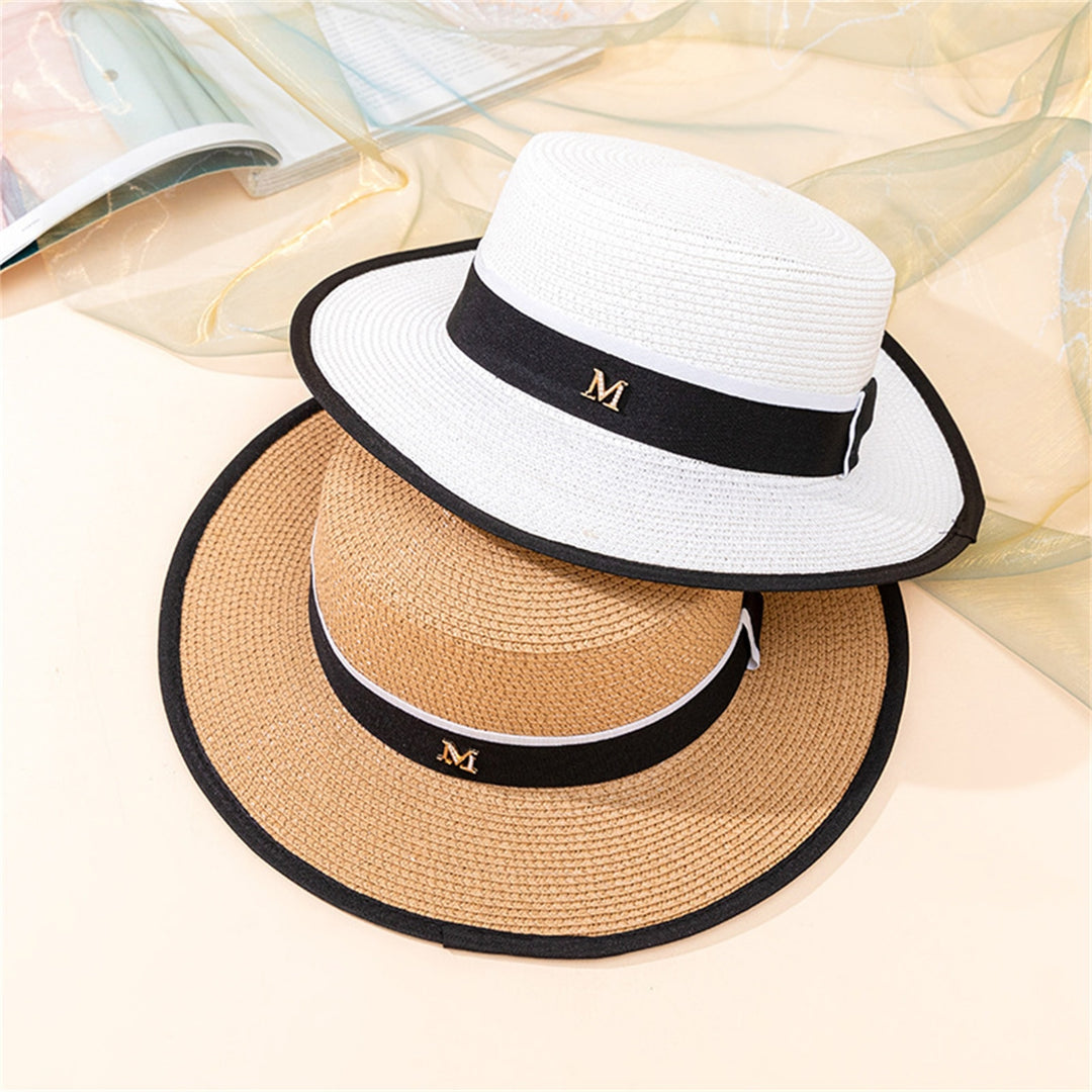 Beach Hat Large Brim UV-proof Flat Top Fashion Summer Women Visor Cap for Outdoor Image 9
