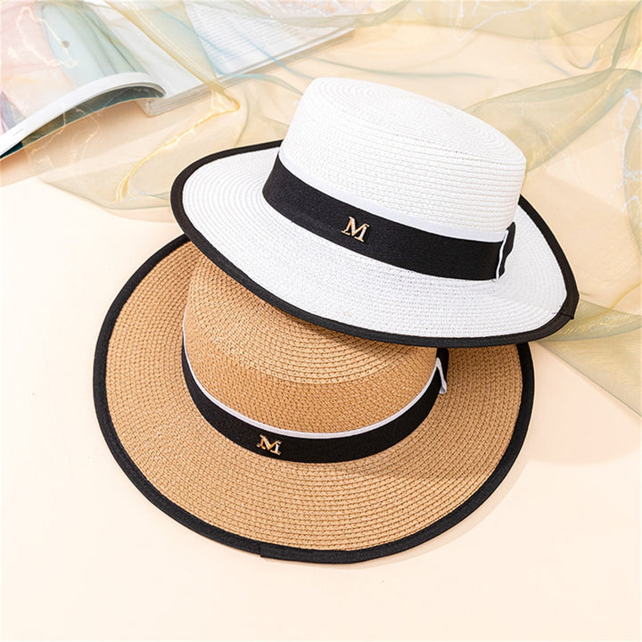 Beach Hat Large Brim UV-proof Flat Top Fashion Summer Women Visor Cap for Outdoor Image 9