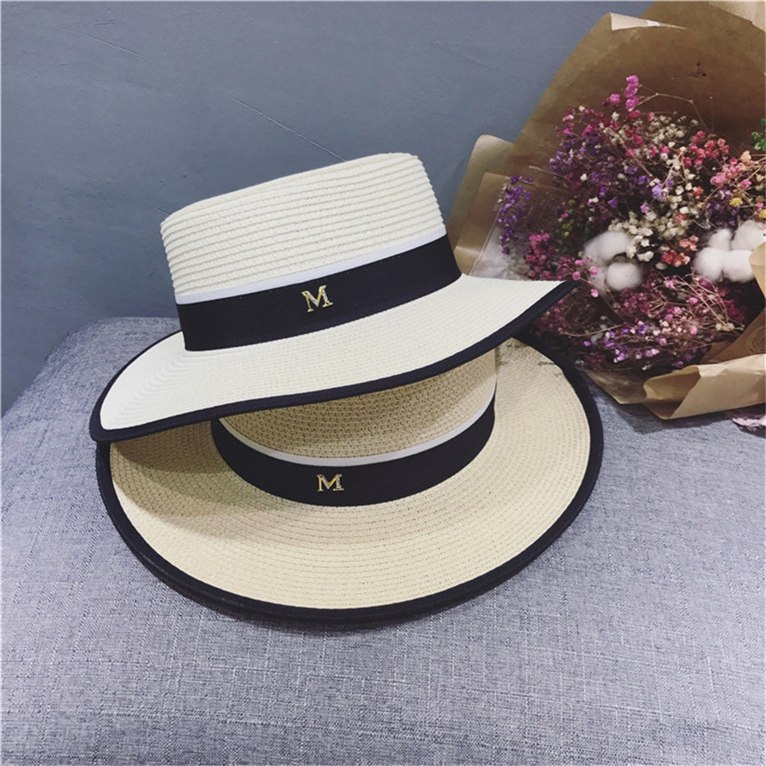 Beach Hat Large Brim UV-proof Flat Top Fashion Summer Women Visor Cap for Outdoor Image 11