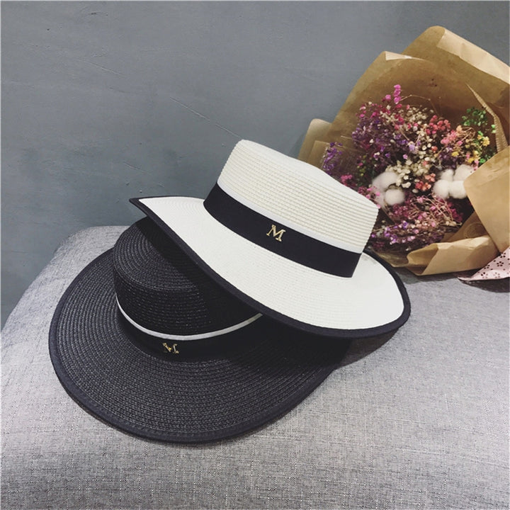 Beach Hat Large Brim UV-proof Flat Top Fashion Summer Women Visor Cap for Outdoor Image 12