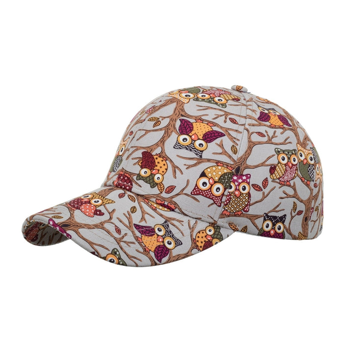 Sun Hat Unisex Breathable Ponytail Hole Cartoon Owl Print Extended Brim Women Hat Gift Image 4