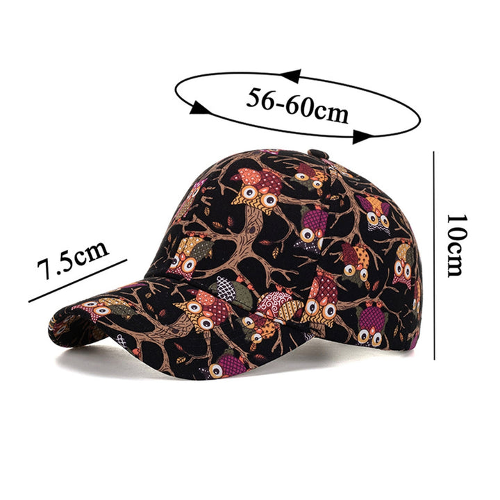 Sun Hat Unisex Breathable Ponytail Hole Cartoon Owl Print Extended Brim Women Hat Gift Image 8