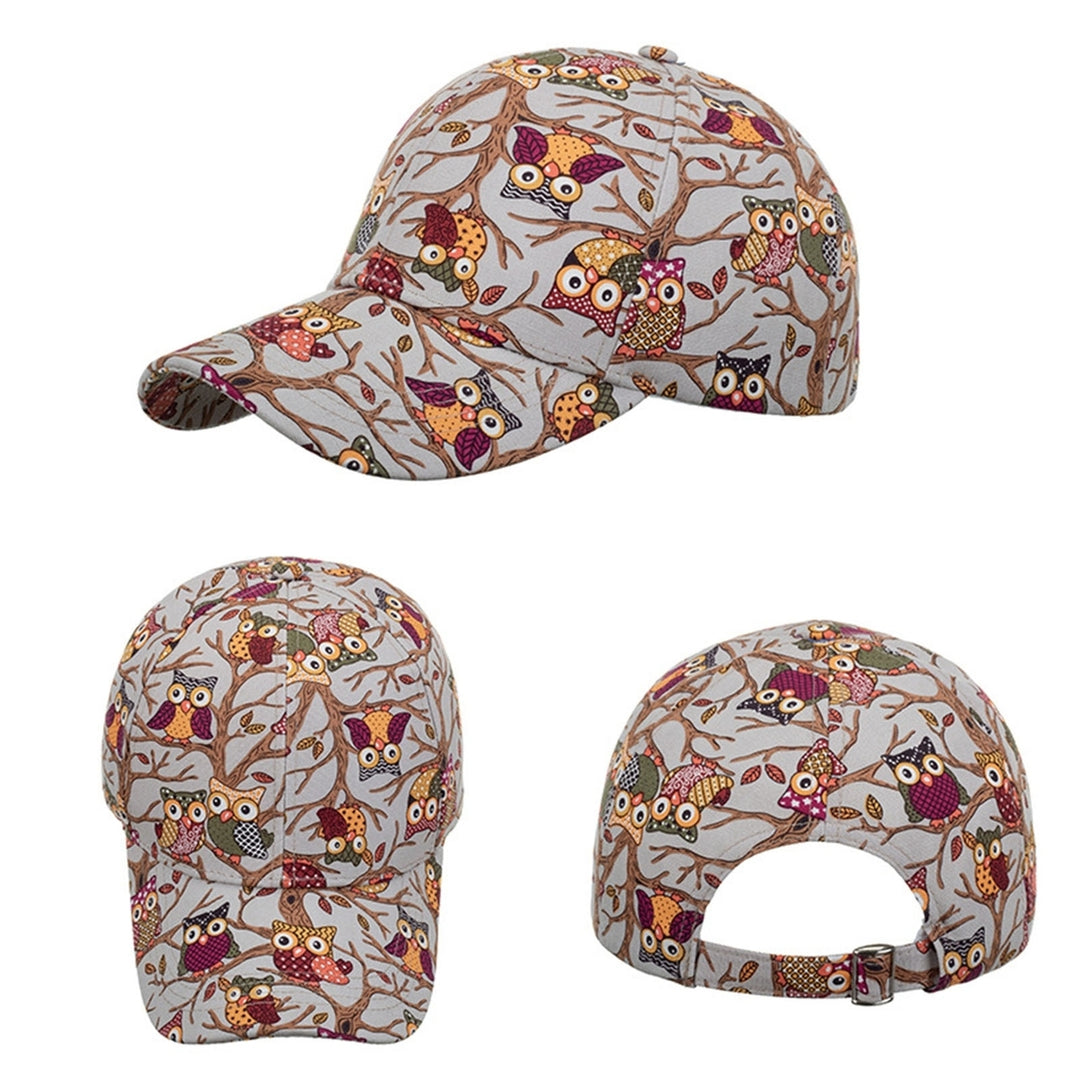 Sun Hat Unisex Breathable Ponytail Hole Cartoon Owl Print Extended Brim Women Hat Gift Image 12