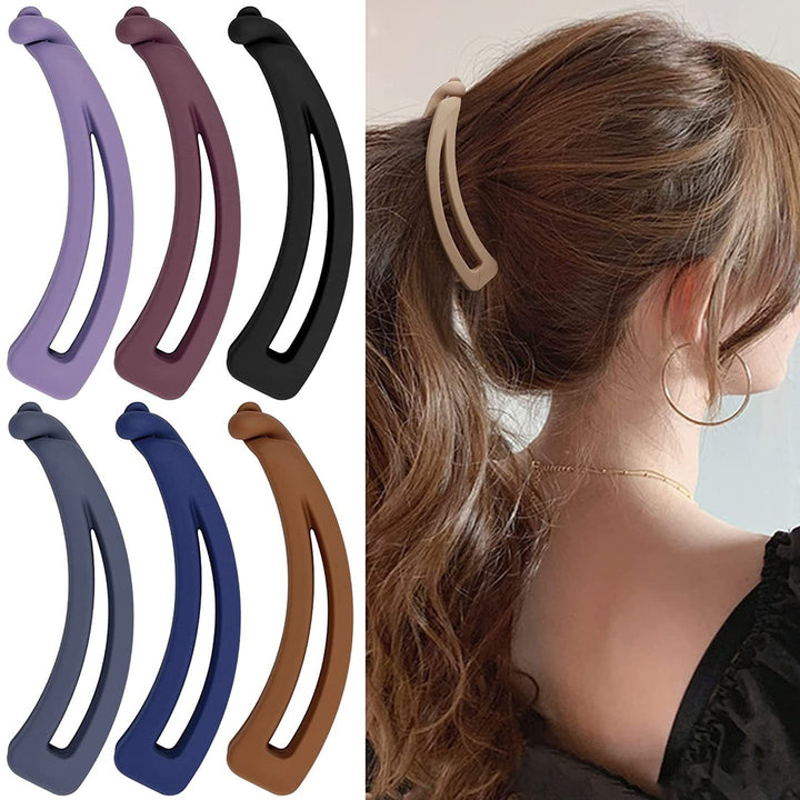 Big Hairpin Fine Workmanship Charming Compact Solid Color Banana Vertical Hair Barrette for Party Image 10