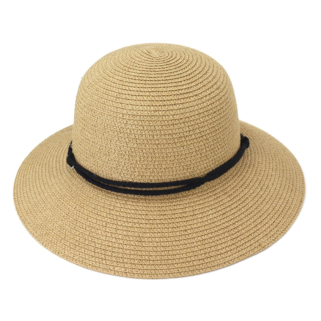 Women Hat Solid Color Soft Sunscreen Unisex Lightweight Super Breathable Fasten String Round Shape Anti-UV Summer Hat Image 11