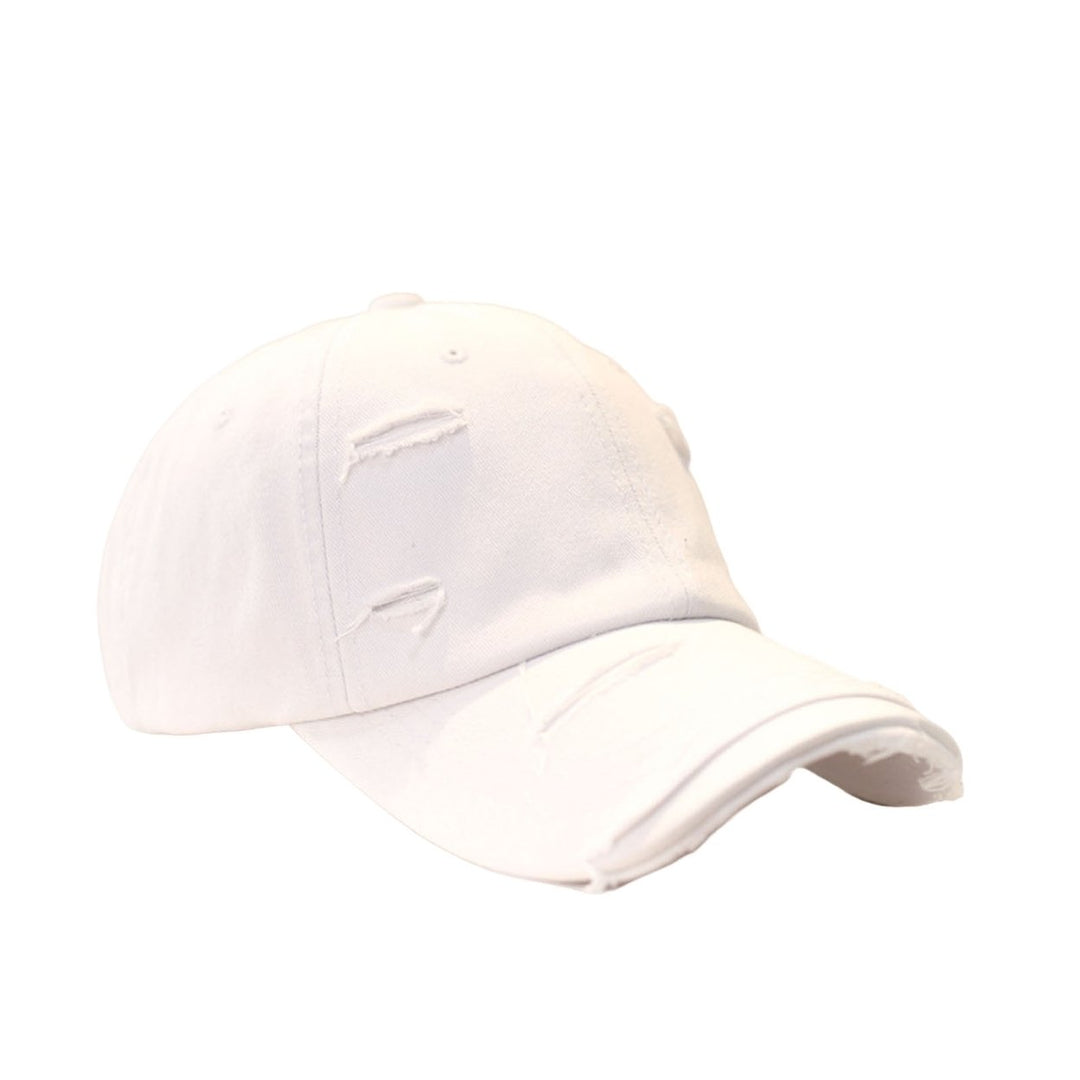 Sun Protection Extended Brim Adjustable Bucket Baseball Cap Distressed Ripped Hole Unisex Hat Fashion Accessories Image 1