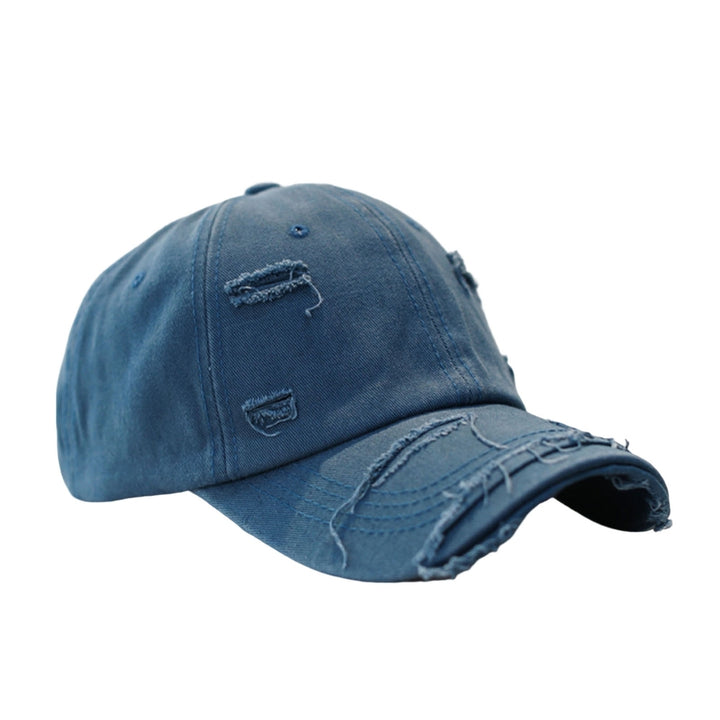 Sun Protection Extended Brim Adjustable Bucket Baseball Cap Distressed Ripped Hole Unisex Hat Fashion Accessories Image 4