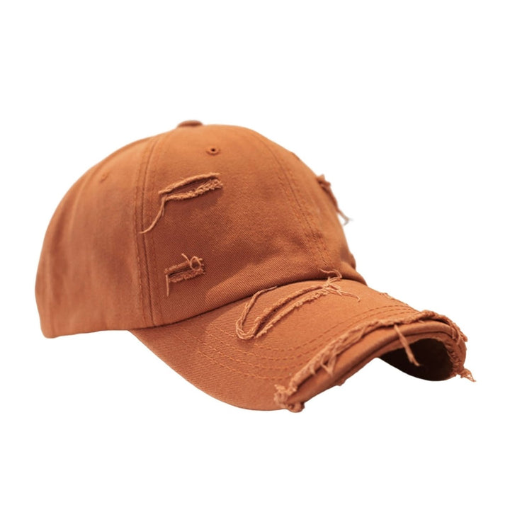 Sun Protection Extended Brim Adjustable Bucket Baseball Cap Distressed Ripped Hole Unisex Hat Fashion Accessories Image 1