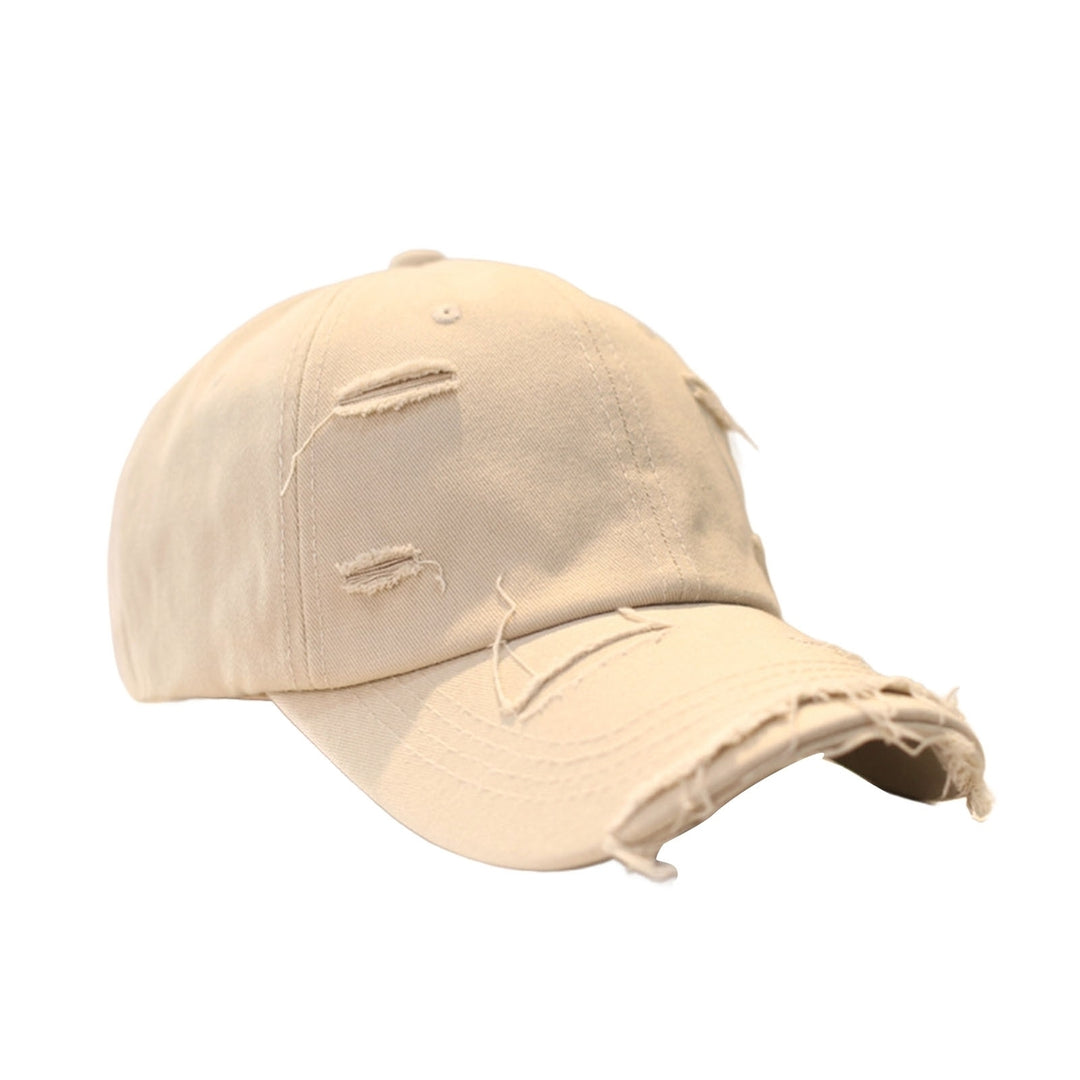 Sun Protection Extended Brim Adjustable Bucket Baseball Cap Distressed Ripped Hole Unisex Hat Fashion Accessories Image 8