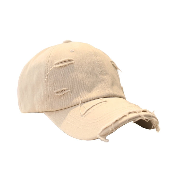 Sun Protection Extended Brim Adjustable Bucket Baseball Cap Distressed Ripped Hole Unisex Hat Fashion Accessories Image 1