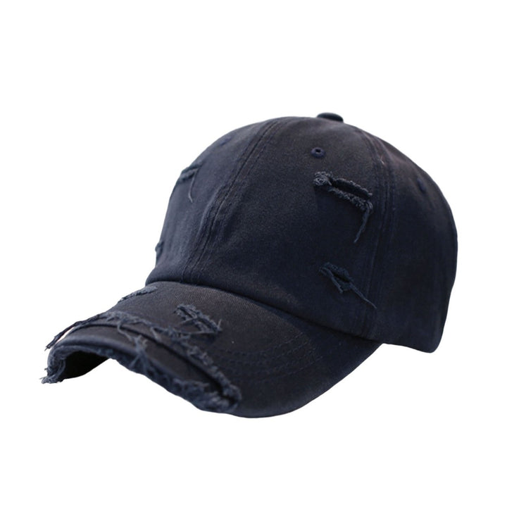 Sun Protection Extended Brim Adjustable Bucket Baseball Cap Distressed Ripped Hole Unisex Hat Fashion Accessories Image 1