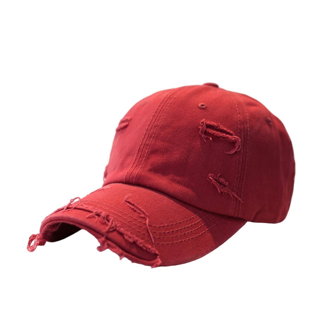 Sun Protection Extended Brim Adjustable Bucket Baseball Cap Distressed Ripped Hole Unisex Hat Fashion Accessories Image 1