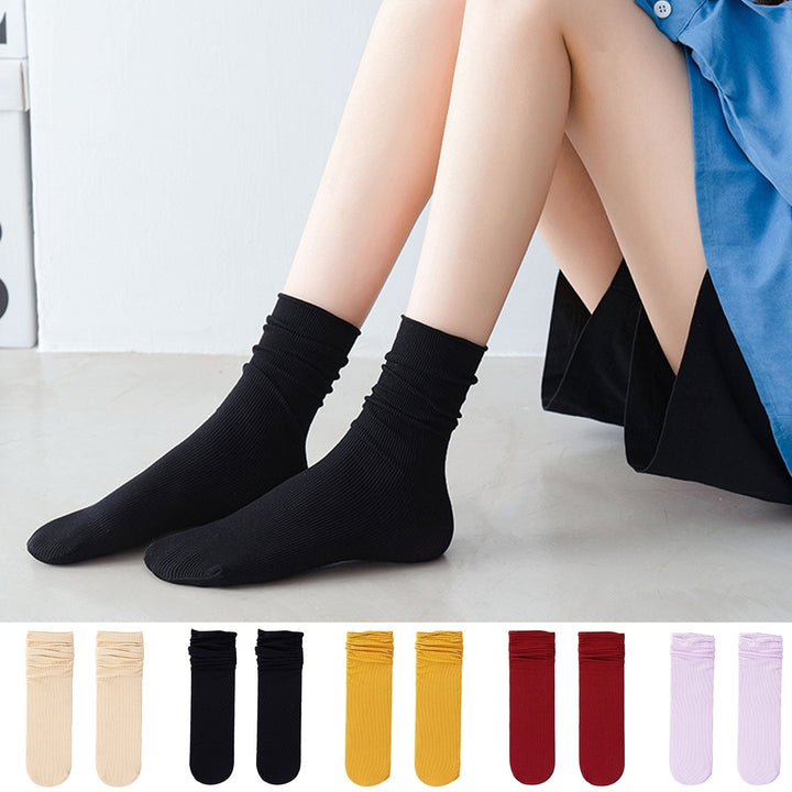 1 Pair Ice Socks Ultra-thin Comfortable Velvet Summer Middle Tube Women Pile Socks Stockings for Daily  Life Image 1