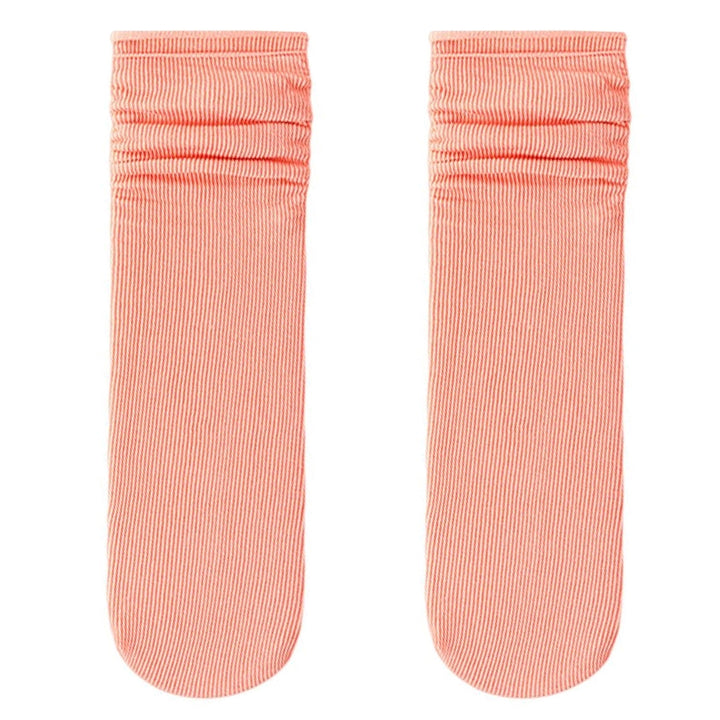 1 Pair Ice Socks Ultra-thin Comfortable Velvet Summer Middle Tube Women Pile Socks Stockings for Daily  Life Image 4