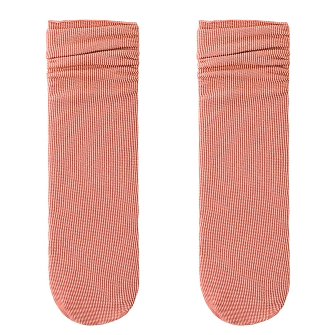 1 Pair Ice Socks Ultra-thin Comfortable Velvet Summer Middle Tube Women Pile Socks Stockings for Daily  Life Image 9