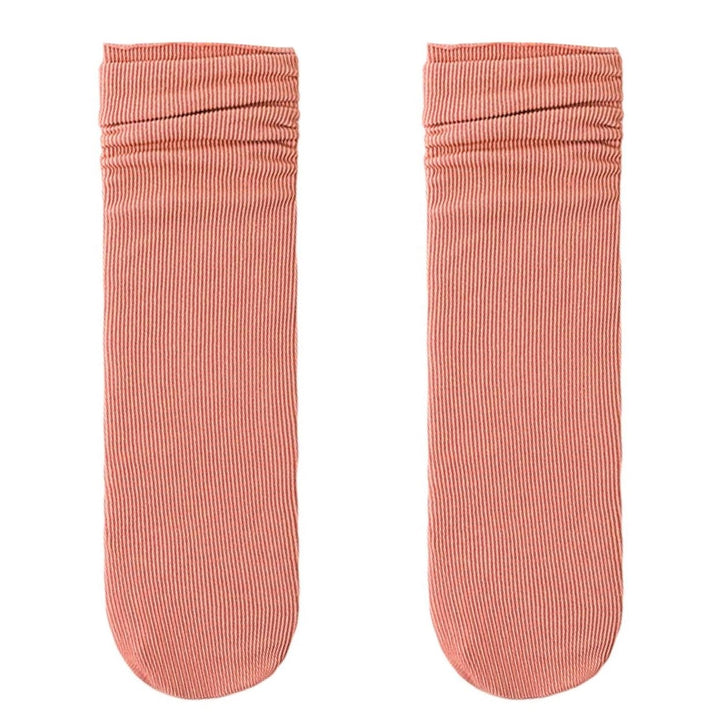 1 Pair Ice Socks Ultra-thin Comfortable Velvet Summer Middle Tube Women Pile Socks Stockings for Daily Life Image 1