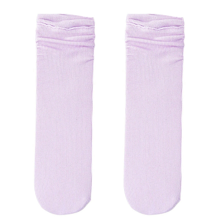 1 Pair Ice Socks Ultra-thin Comfortable Velvet Summer Middle Tube Women Pile Socks Stockings for Daily  Life Image 11