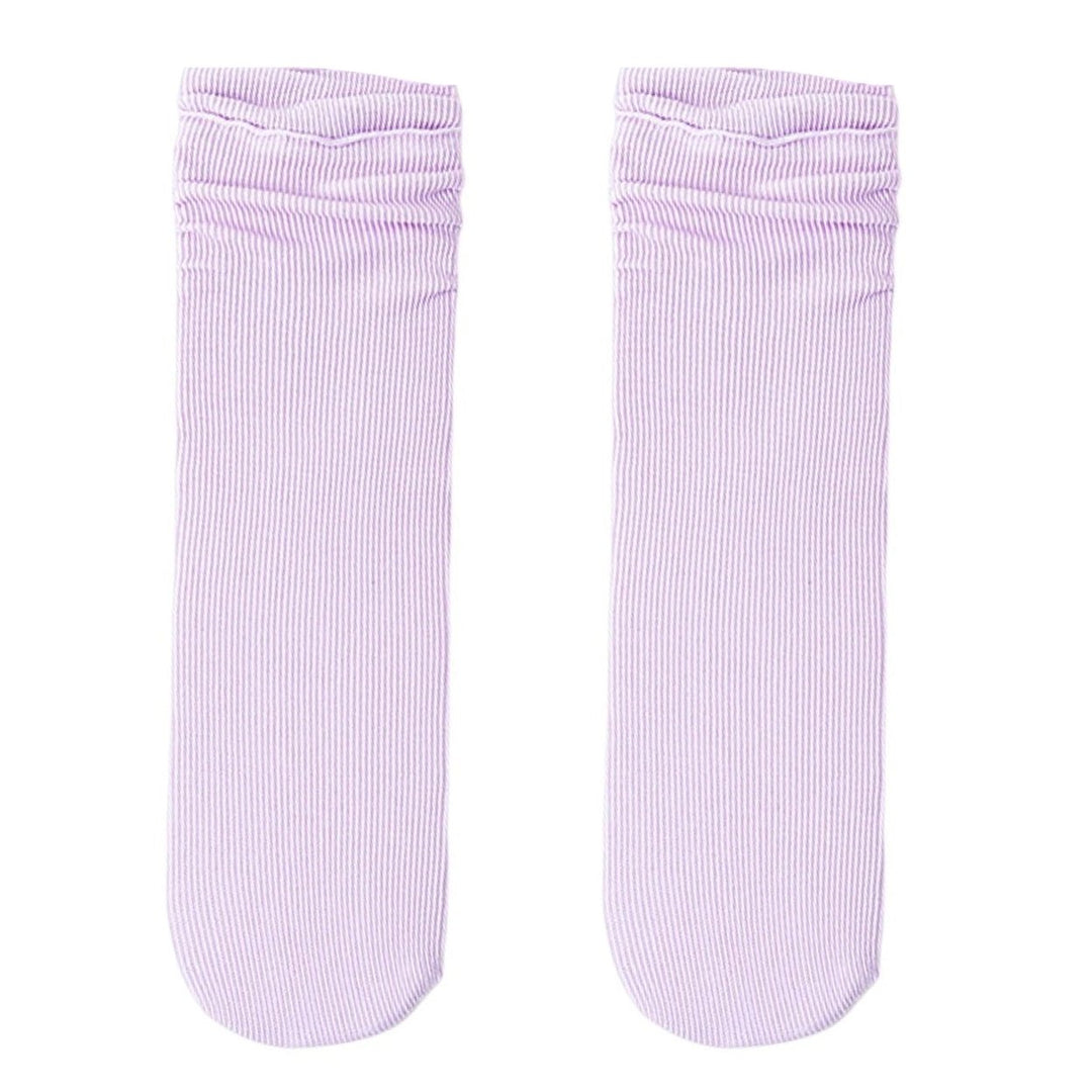 1 Pair Ice Socks Ultra-thin Comfortable Velvet Summer Middle Tube Women Pile Socks Stockings for Daily  Life Image 1