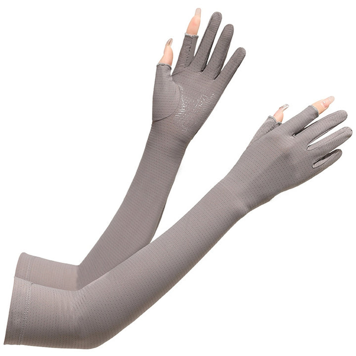 1 Pair Arm Gloves Fitted Washable Thin Unisex No Constraint Slimming Solid Color Sunscreen Anti-UV Sleeves Cover for Image 4