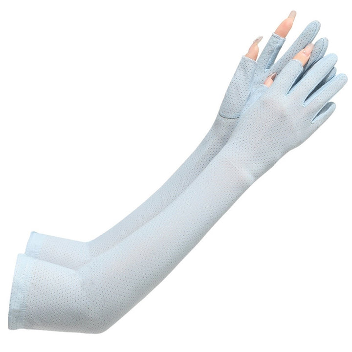 1 Pair Arm Gloves Fitted Washable Thin Unisex No Constraint Slimming Solid Color Sunscreen Anti-UV Sleeves Cover for Image 4