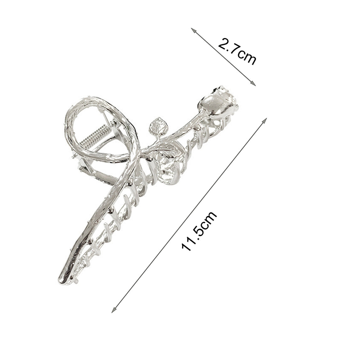 Hair Grips Smooth Edge Elegant Lightweight Exquisite Durable Anti-deformed Silver Color Rose Shape Lightweight Hair Jaws Image 6