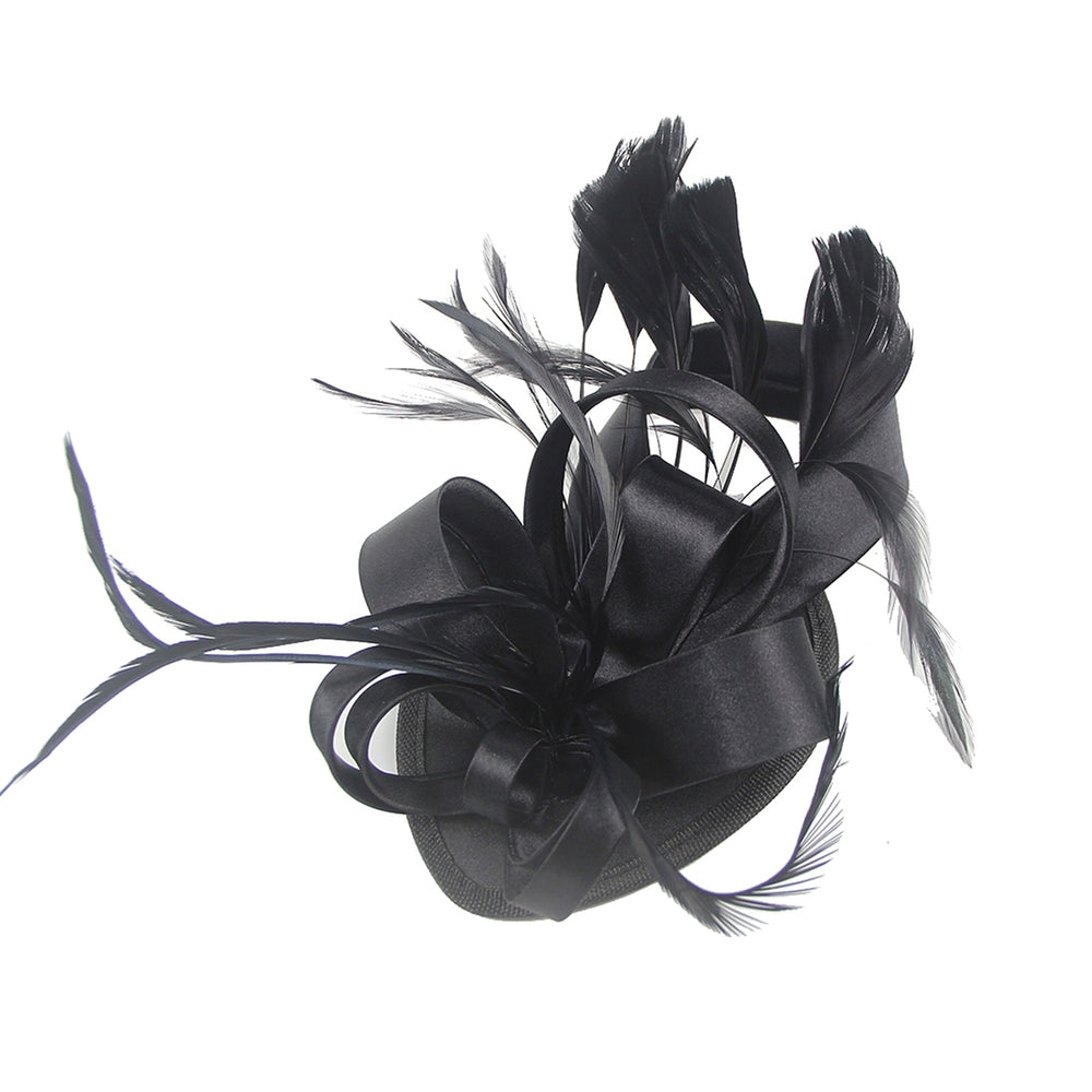 Bridal Headwear Retro Multiple Color Faux Silk Feather Headwear Bridal Hair Clip with Flower Birthday Gift Image 2