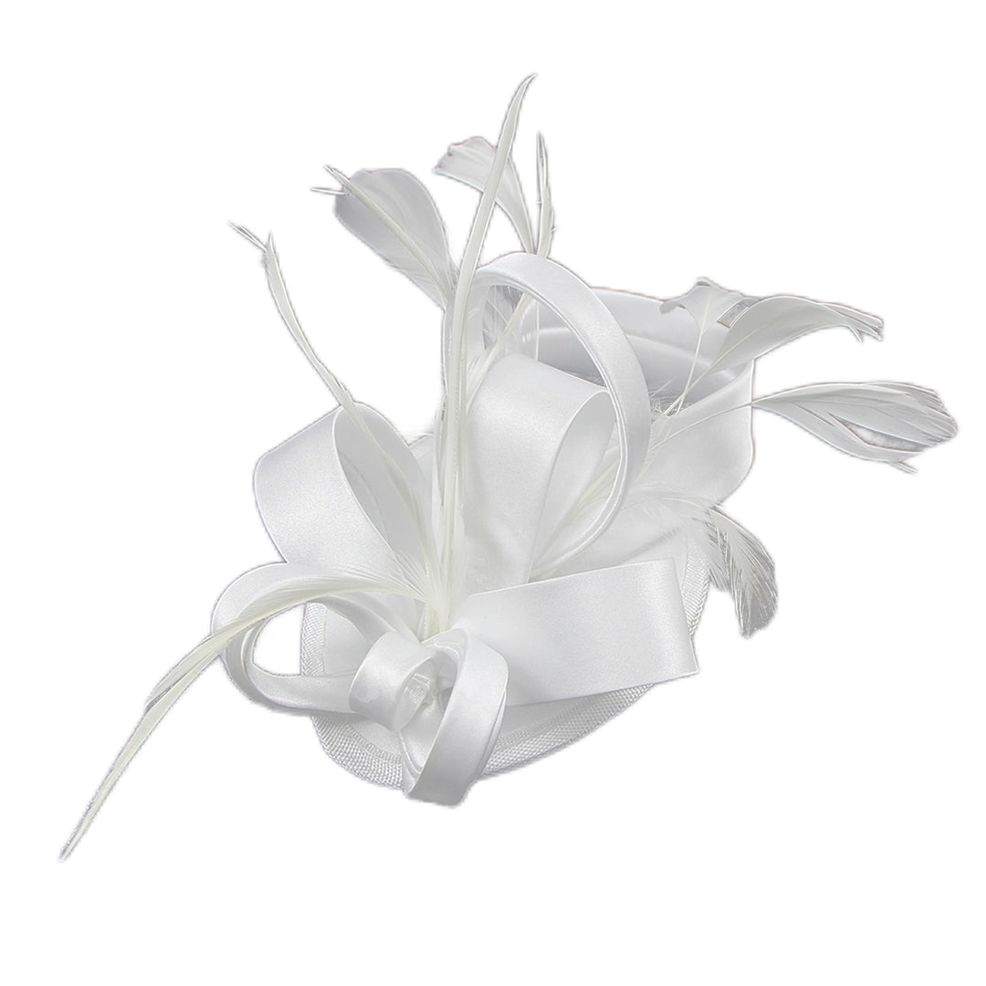 Bridal Headwear Retro Multiple Color Faux Silk Feather Headwear Bridal Hair Clip with Flower Birthday Gift Image 3