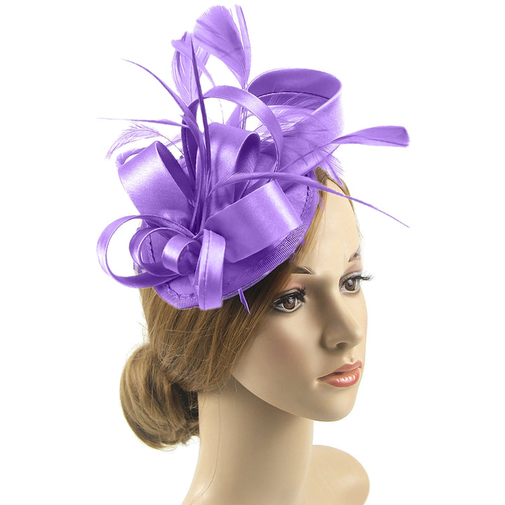 Bridal Headwear Retro Multiple Color Faux Silk Feather Headwear Bridal Hair Clip with Flower Birthday Gift Image 10
