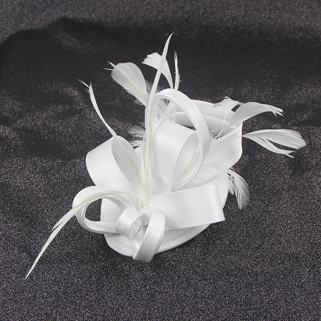 Bridal Headwear Retro Multiple Color Faux Silk Feather Headwear Bridal Hair Clip with Flower Birthday Gift Image 12