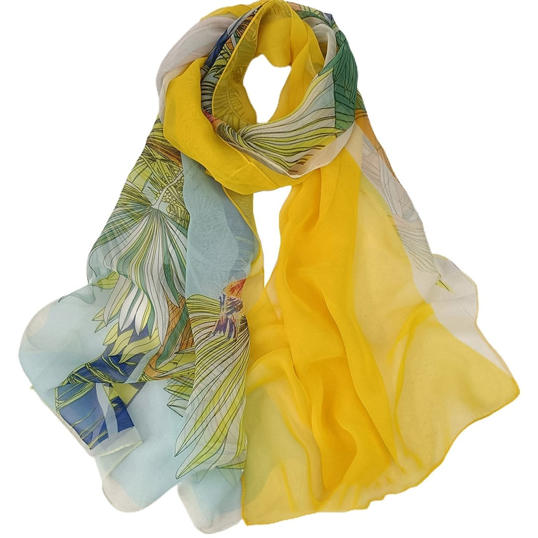 Lady Scarf Floral Print Sunscreen See-through Ultra-thin Soft Fabric Neck Wrap Accessory Image 1