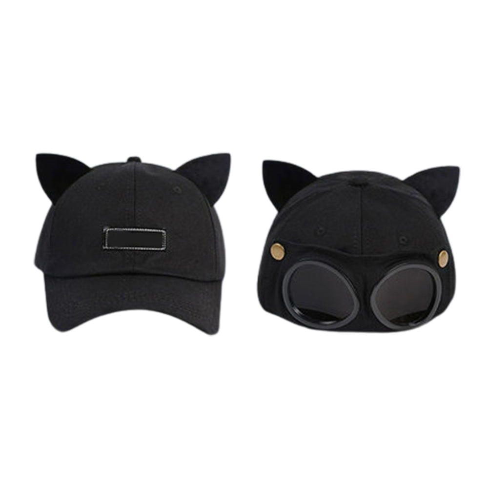 Baseball Cap Ears Solid Color Pilot Glasses Unisex Washable Removable Lenses Baseball Hat for Outdoor Image 2