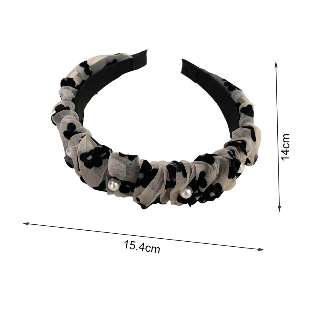 Hair Hoop Convenient Portable Sweet Hair-fixed Wide Brim Decorative Durable Fabric-covered Pleated Hair Clasp Headband Image 6