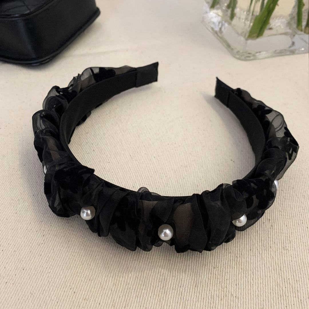 Hair Hoop Convenient Portable Sweet Hair-fixed Wide Brim Decorative Durable Fabric-covered Pleated Hair Clasp Headband Image 7