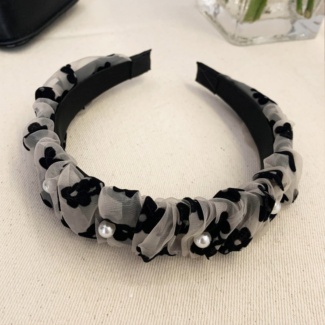 Hair Hoop Convenient Portable Sweet Hair-fixed Wide Brim Decorative Durable Fabric-covered Pleated Hair Clasp Headband Image 8