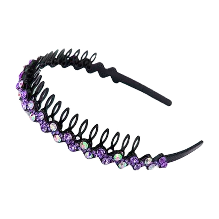 Hair Clasp Shiny Colorful Rhinestone Non-Slip Reusable Narrow Brim Girls Headband Hair Accessories Image 4
