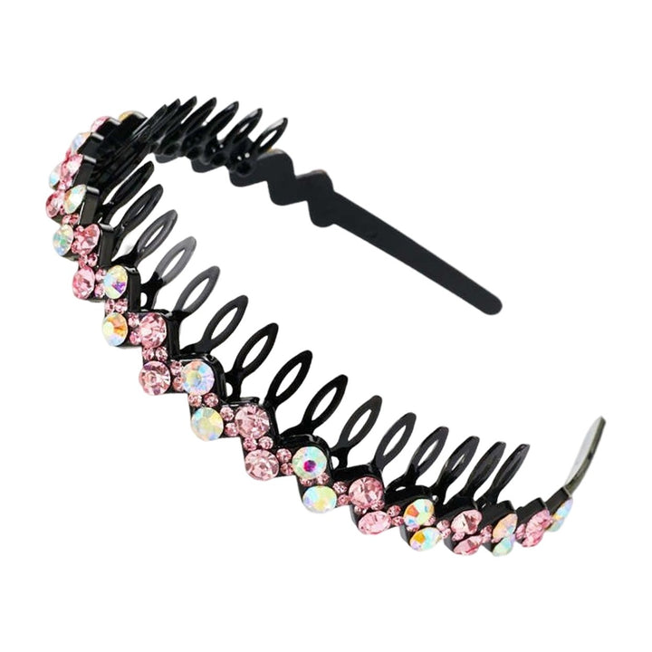 Hair Clasp Shiny Colorful Rhinestone Non-Slip Reusable Narrow Brim Girls Headband Hair Accessories Image 1