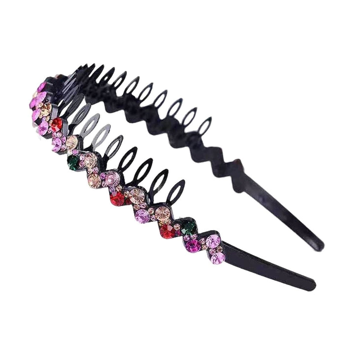 Hair Clasp Shiny Colorful Rhinestone Non-Slip Reusable Narrow Brim Girls Headband Hair Accessories Image 9