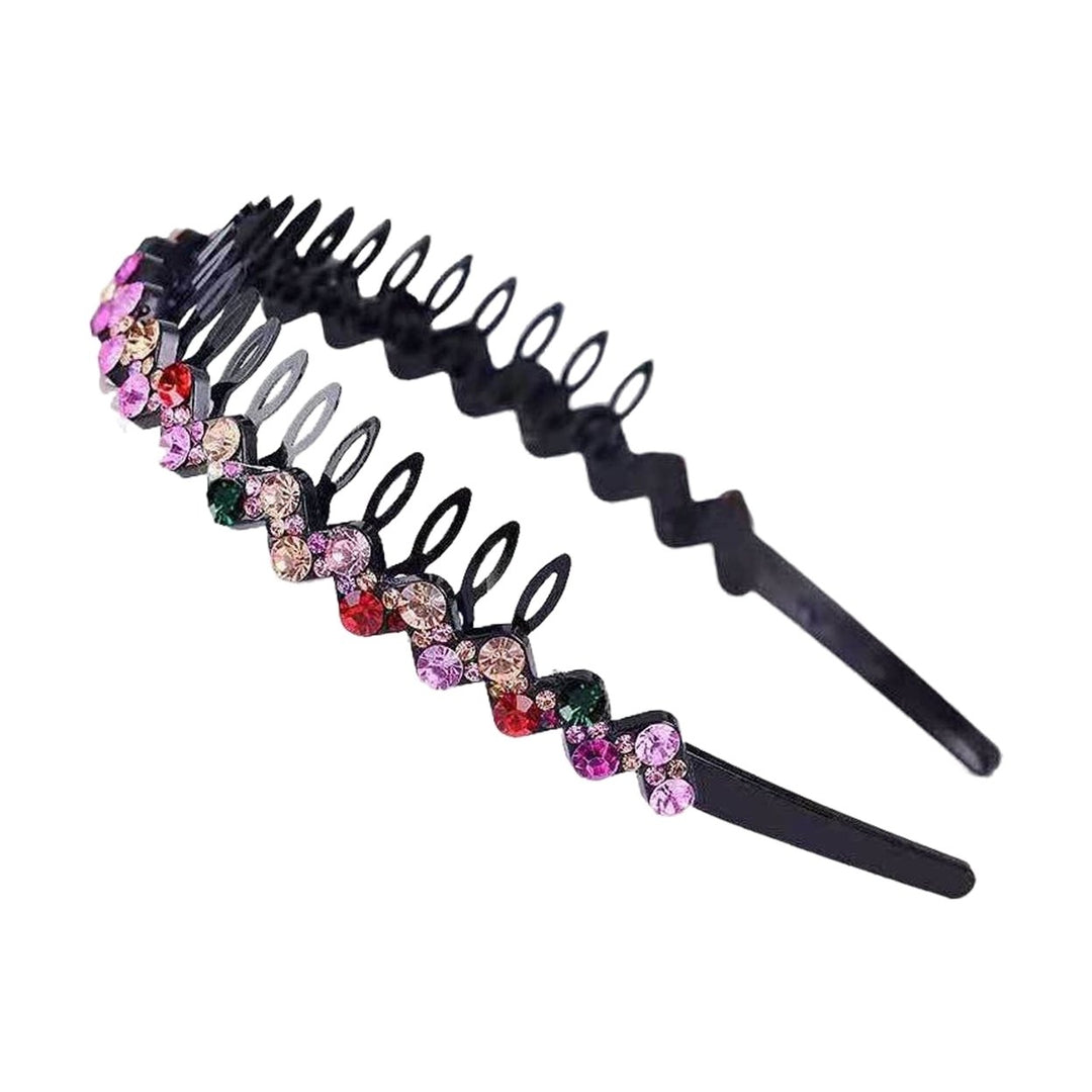 Hair Clasp Shiny Colorful Rhinestone Non-Slip Reusable Narrow Brim Girls Headband Hair Accessories Image 1